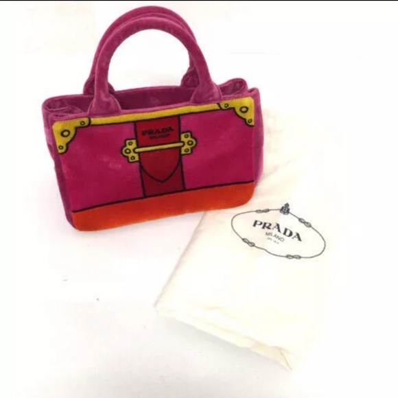 PRADA Mini Canapa Velvet Belt Motif Hand Bag - Picture 11 of 11